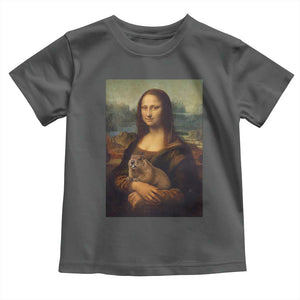 Mona Lisa Holding Groundhog Parody Painting Toddler T Shirt Funny Groundhog Day TS11 Dark Heather Print Your Wear