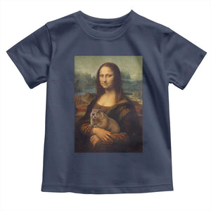 Mona Lisa Holding Groundhog Parody Painting Toddler T Shirt Funny Groundhog Day TS11 Navy Print Your Wear