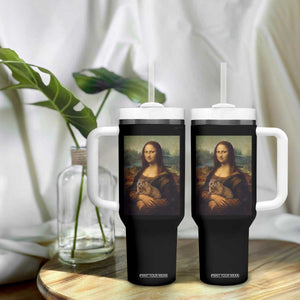 Mona Lisa Holding Groundhog Parody Painting Tumbler With Handle Funny Groundhog Day TS11 Print Your Wear