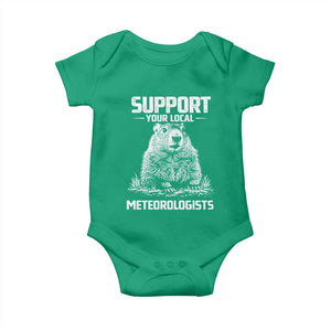 Funny Woodchuck Groundhog Day Baby Onesie Support Your Local Meteorologists TS11 Irish Green Print Your Wear