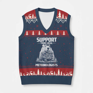 Funny Woodchuck Groundhog Day V-Neck Knit Sweater Vest Support Your Local Meteorologists TS11 Navy Red Print Your Wear