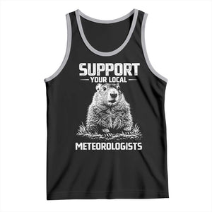 Funny Woodchuck Groundhog Day Tank Top Support Your Local Meteorologists TS11 Black Athletic Heather Print Your Wear