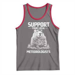 Funny Woodchuck Groundhog Day Tank Top Support Your Local Meteorologists TS11 Deep Heather Red Print Your Wear