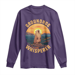 Funny Groundhog Whisperer Long Sleeve Shirt Screaming Woodchuck Mountain Forest TS11 Purple Print Your Wear