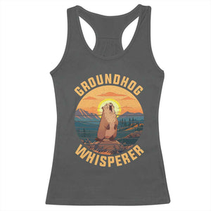 Funny Groundhog Whisperer Racerback Tank Top Screaming Woodchuck Mountain Forest TS11 Dark Heather Print Your Wear