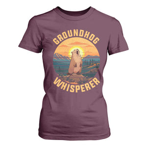 Funny Groundhog Whisperer T Shirt For Women Screaming Woodchuck Mountain Forest TS11 Maroon Print Your Wear