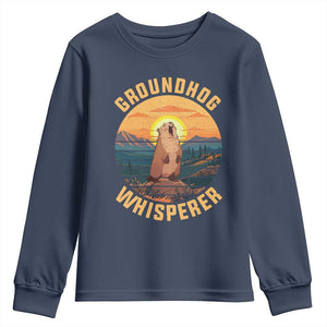 Funny Groundhog Whisperer Youth Sweatshirt Screaming Woodchuck Mountain Forest TS11 Navy Print Your Wear