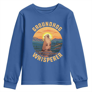 Funny Groundhog Whisperer Youth Sweatshirt Screaming Woodchuck Mountain Forest TS11 Royal Blue Print Your Wear