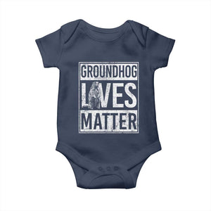 Groundhog Lives Matter Baby Onesie Funny Woodchuck Groundhog Day TS11 Navy Print Your Wear