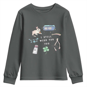 I Still Wish for You Lucky Rabbit 1111 Stars Clover Signs Youth Sweatshirt TS11 Dark Heather Print Your Wear