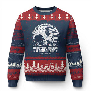 Stokely Carmichael Quote Ugly Christmas Sweater In Order For Nonviolence To Work Your Opponent Must Have A Conscience TS11 Navy Red Print Your Wear