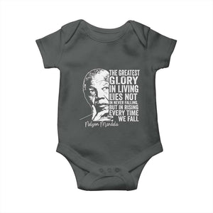 Nelson Mandela Quote Baby Onesie The Greatest Glory In Living Lies Not In Never Falling But In Rising TS11 Dark Heather Print Your Wear