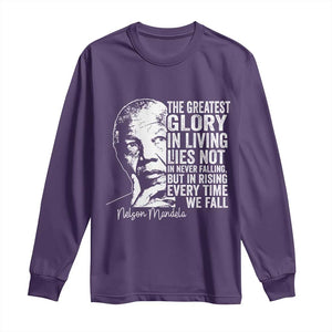 Nelson Mandela Quote Long Sleeve Shirt The Greatest Glory In Living Lies Not In Never Falling But In Rising TS11 Purple Print Your Wear