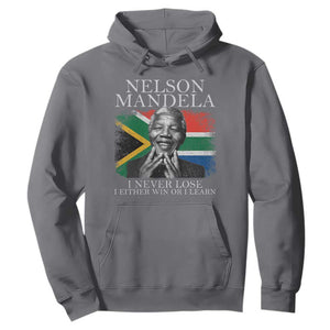Nelson Mandela Quote Hoodie I Never Lose I Either Win Or I Learn Vintage South African Flag TS11 Charcoal Print Your Wear