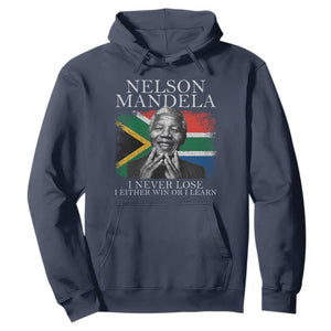 Nelson Mandela Quote Hoodie I Never Lose I Either Win Or I Learn Vintage South African Flag TS11 Navy Print Your Wear