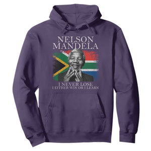 Nelson Mandela Quote Hoodie I Never Lose I Either Win Or I Learn Vintage South African Flag TS11 Purple Print Your Wear
