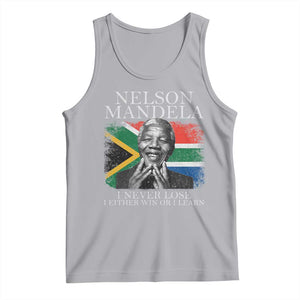 Nelson Mandela Quote Tank Top I Never Lose I Either Win Or I Learn Vintage South African Flag TS11 Athletic Heather Print Your Wear