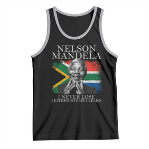 Nelson Mandela Quote Tank Top I Never Lose I Either Win Or I Learn Vintage South African Flag TS11 Black Athletic Heather Print Your Wear