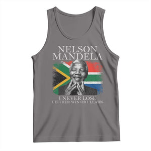 Nelson Mandela Quote Tank Top I Never Lose I Either Win Or I Learn Vintage South African Flag TS11 Deep Heather Print Your Wear