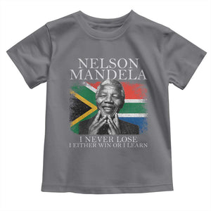 Nelson Mandela Quote Toddler T Shirt I Never Lose I Either Win Or I Learn Vintage South African Flag TS11 Charcoal Print Your Wear