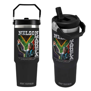 Nelson Mandela Quote Flip Straw Tumbler Real Leaders Must Be Ready To Sacrifice All For The Freedom TS11 One Size: 30 oz Black Print Your Wear