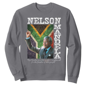 Nelson Mandela Quote Sweatshirt Real Leaders Must Be Ready To Sacrifice All For The Freedom TS11 Charcoal Print Your Wear