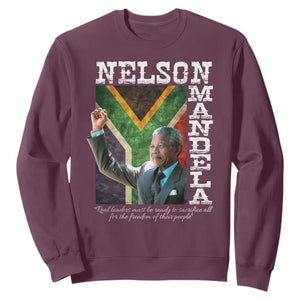 Nelson Mandela Quote Sweatshirt Real Leaders Must Be Ready To Sacrifice All For The Freedom TS11 Maroon Print Your Wear