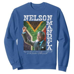Nelson Mandela Quote Sweatshirt Real Leaders Must Be Ready To Sacrifice All For The Freedom TS11 Royal Blue Print Your Wear