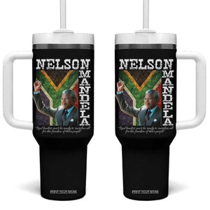 Nelson Mandela Quote Tumbler With Handle Real Leaders Must Be Ready To Sacrifice All For The Freedom TS11 One Size: 40 oz Black Print Your Wear