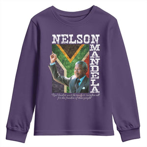 Nelson Mandela Quote Youth Sweatshirt Real Leaders Must Be Ready To Sacrifice All For The Freedom TS11 Purple Print Your Wear