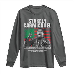 Stokely Carmichael Quote Long Sleeve Shirt Racism Is Not A Question Of Attitude It's A Question Of Power TS11 Dark Heather Print Your Wear