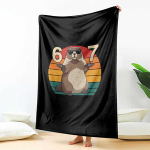 Funny Groundhog 67 Throw Blanket Six Seven Meme Retro Vintage Woodchuck Day TS11 Print Your Wear