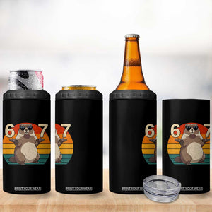 Funny Groundhog 67 4 in 1 Can Cooler Tumbler Six Seven Meme Retro Vintage Woodchuck Day TS11 Print Your Wear