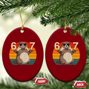Funny Groundhog 67 Ceramic Ornament Six Seven Meme Retro Vintage Woodchuck Day TS11 Print Your Wear