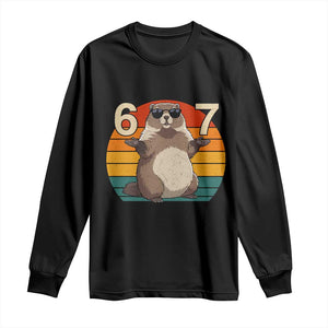 Funny Groundhog 67 Long Sleeve Shirt Six Seven Meme Retro Vintage Woodchuck Day TS11 Black Print Your Wear