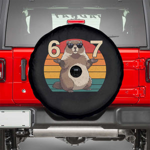 Funny Groundhog 67 Spare Tire Cover Six Seven Meme Retro Vintage Woodchuck Day TS11 Black Print Your Wear