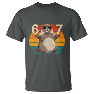 Funny Groundhog 67 T Shirt Six Seven Meme Retro Vintage Woodchuck Day TS11 Dark Heather Print Your Wear