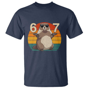 Funny Groundhog 67 T Shirt Six Seven Meme Retro Vintage Woodchuck Day TS11 Navy Print Your Wear