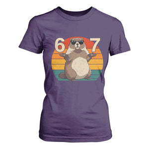 Funny Groundhog 67 T Shirt For Women Six Seven Meme Retro Vintage Woodchuck Day TS11 Purple Print Your Wear