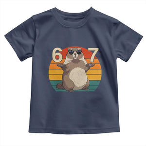 Funny Groundhog 67 Toddler T Shirt Six Seven Meme Retro Vintage Woodchuck Day TS11 Navy Print Your Wear