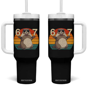 Funny Groundhog 67 Tumbler With Handle Six Seven Meme Retro Vintage Woodchuck Day TS11 One Size: 40 oz Black Print Your Wear