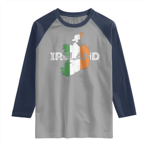 Vintage Irish Map Ireland Pride Souvenir Raglan Shirt TS11 Sport Gray Navy Print Your Wear