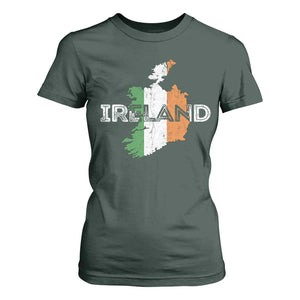 Vintage Irish Map Ireland Pride Souvenir T Shirt For Women TS11 Dark Forest Green Print Your Wear