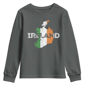 Vintage Irish Map Ireland Pride Souvenir Youth Sweatshirt TS11 Dark Heather Print Your Wear