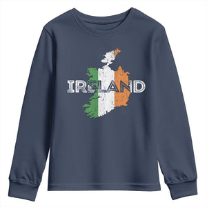 Vintage Irish Map Ireland Pride Souvenir Youth Sweatshirt TS11 Navy Print Your Wear