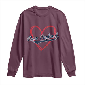 New England Vintage Red Heart Sport Fan Game Day Long Sleeve Shirt TS11 Maroon Print Your Wear