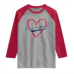 New England Vintage Red Heart Sport Fan Game Day Raglan Shirt TS11 Sport Gray Red Print Your Wear