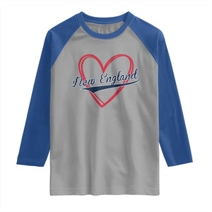 New England Vintage Red Heart Sport Fan Game Day Raglan Shirt TS11 Sport Gray Royal Print Your Wear