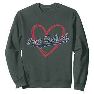 New England Vintage Red Heart Sport Fan Game Day Sweatshirt TS11 Dark Forest Green Print Your Wear