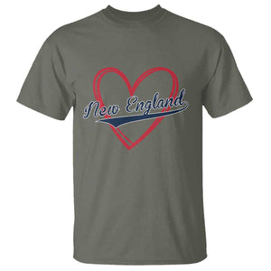 New England Vintage Red Heart Sport Fan Game Day T Shirt TS11 Military Green Print Your Wear